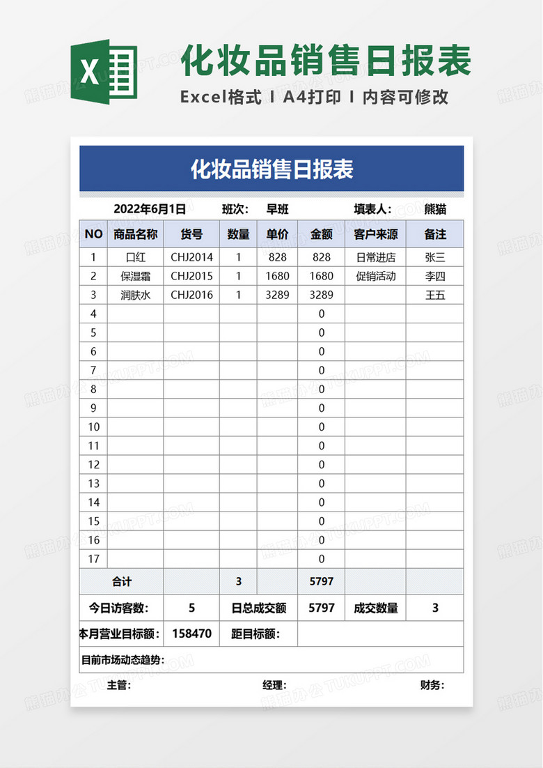 化妝品銷售日報表Excel模板設計指南與應用